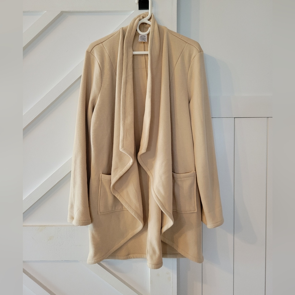 Jockey Women's Beige Open Front Sweater w/2 pockets - Size Large